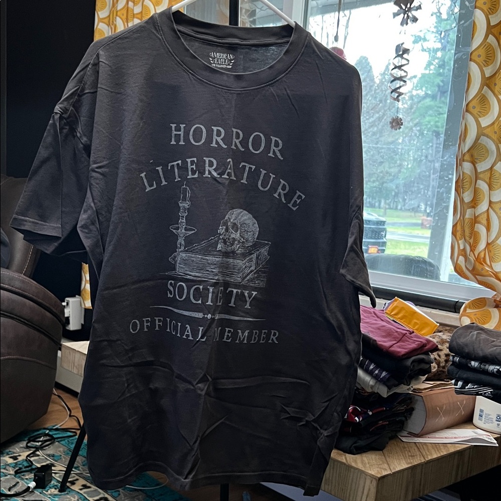 NWOT American Eagle Halloween Black Horror Literature Society T-Shirt